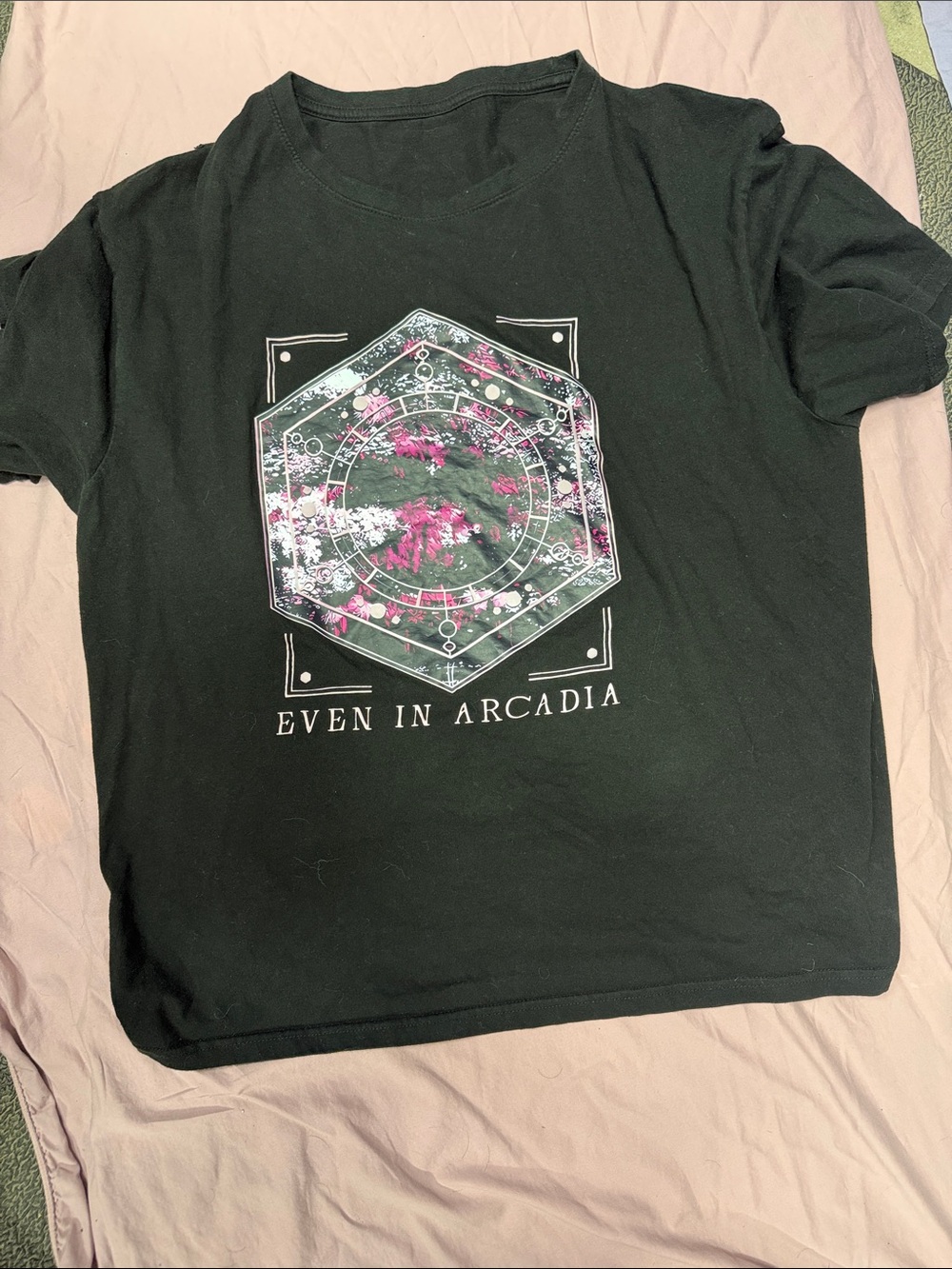 Even In Arcadia Black Graphic Short Sleeve Tee